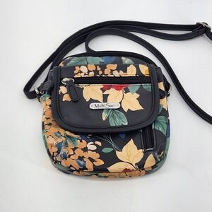 MultiSac Floral Crossbody Bag Small Black Multicolor Adjustable Strap